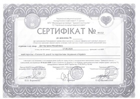 Сертификат Дегтярь Ирина Михайловна Сертифікат Дегтяр Ірина Михайлівна