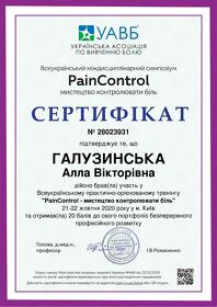 Сертифікат Галузинська Алла Вікторівна