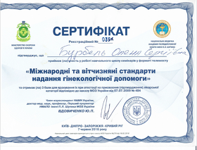 Бурбель Елена Сергеевна  международные стандарты гинекологии Бурбель Олена Сергіївна міжнародні стандарти гінекології