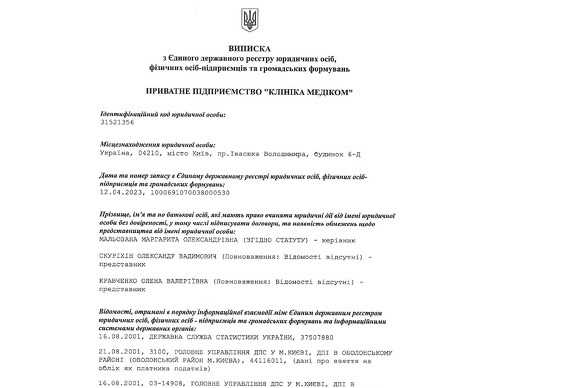 Виписка з реєстру