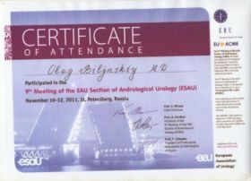 Сертифікат Білинський Олег Львович