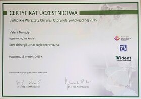 Сертификат - Товстолит В.П. Сертифікат - Товстолит В.П.