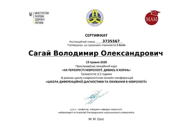 Сертификат Сагай Владимир Александрович Сертифікат Сагай Володимир Олександрович